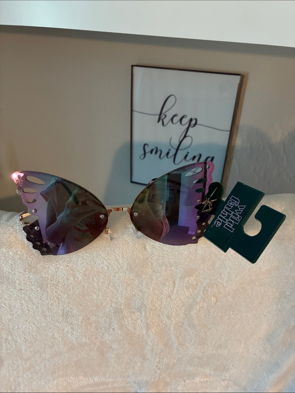wild fable Butterfly Rimless Sunglasses - Purple Mirror